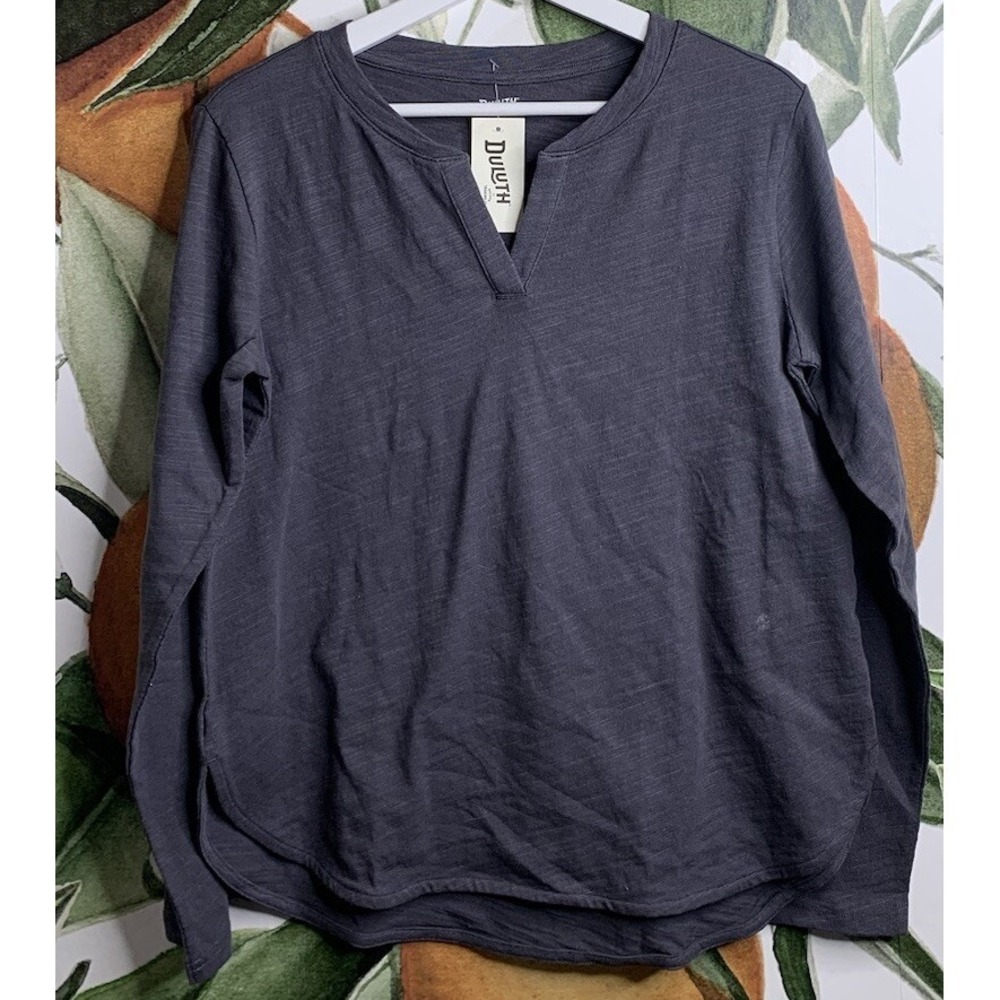Duluth Small Womens Gray Slow with the Flow Long Sleeve Shirt 100% Cotton NWT